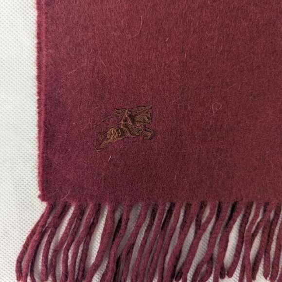 BURBERRY London Vintage Solid Knit 100% Cashmere Neck Warmer Maroon SCARF - Picture 3 of 8